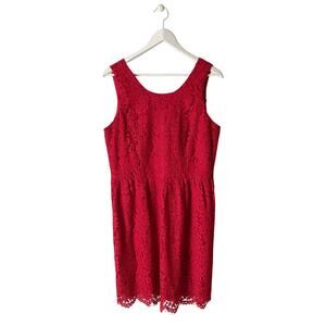 Loft Red Lace Tank-Top Dress Size 12 Petite